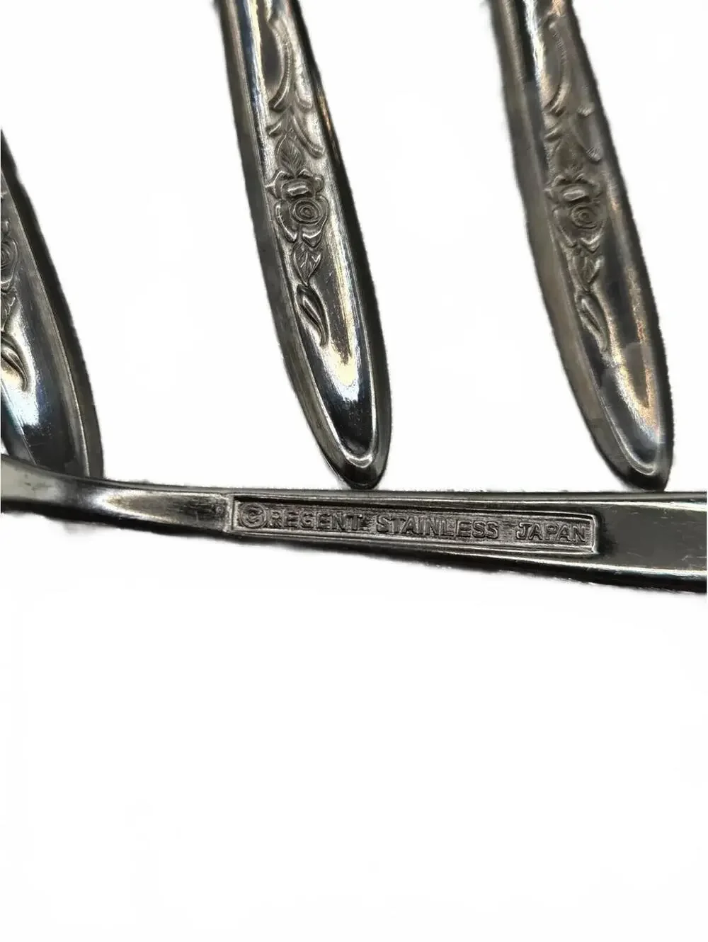 Set of 5 RNT4 Regent  Stainless Steel demitasse Spoons with Floral Handle Design